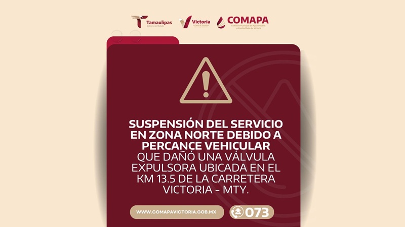 Accidente vial deja sin agua a colonias y fraccionamientos del norte