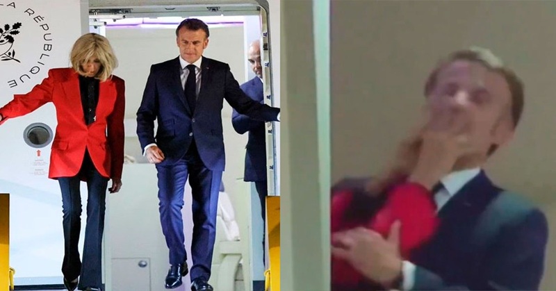 Esposa de Emmanuel Macron le da manotazo en el rostro