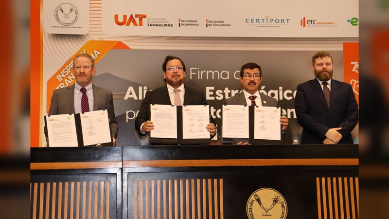 Rector de la UAT formaliza alianzas para impulsar certificaciones internacionales