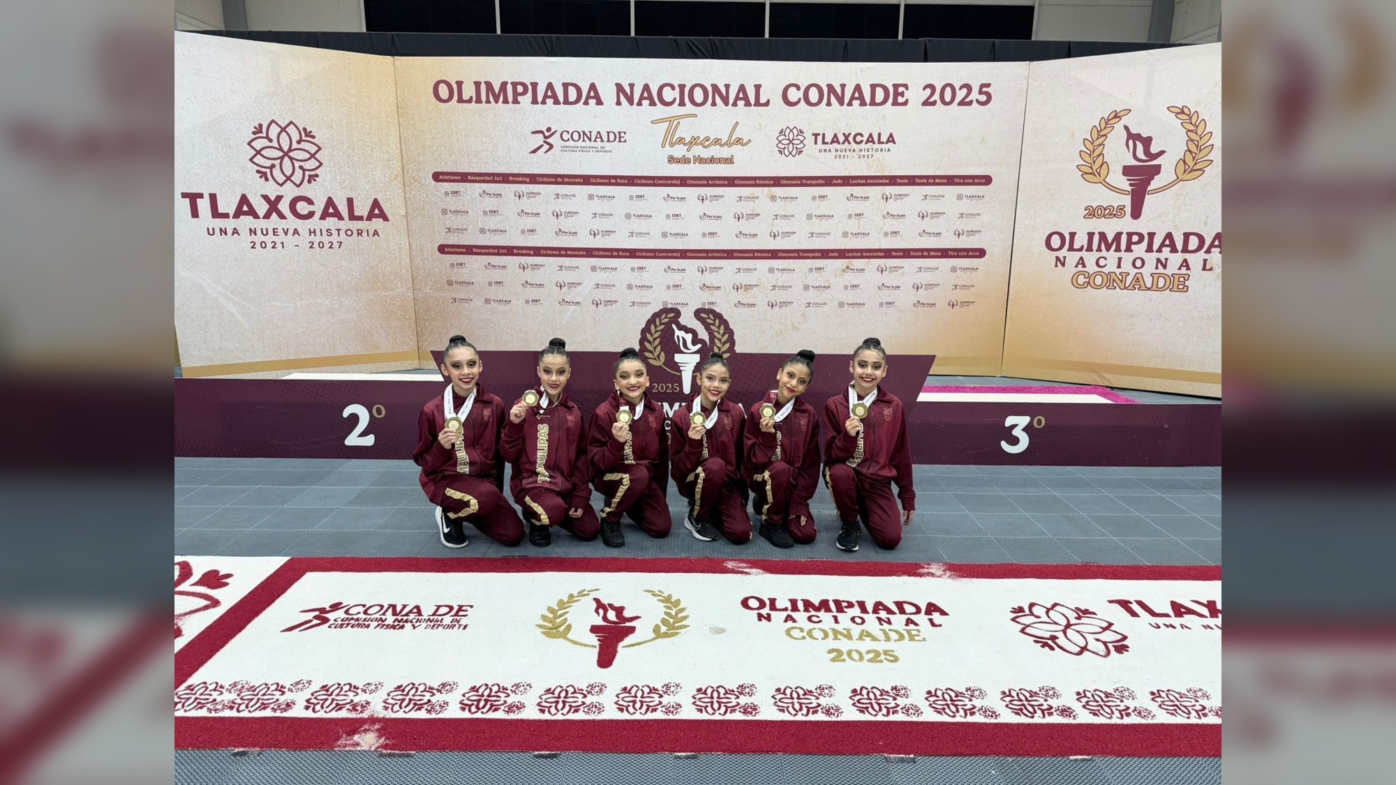 Presentación dorada de Gimnasia Rítmica de Tamaulipas en Olimpiada Nacional