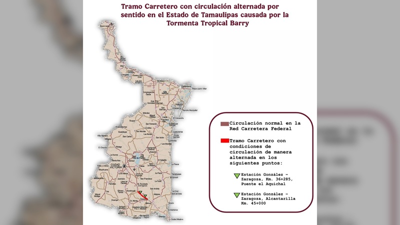Abrirán, está noche, temporalmente la carretera Victoria a Tampico