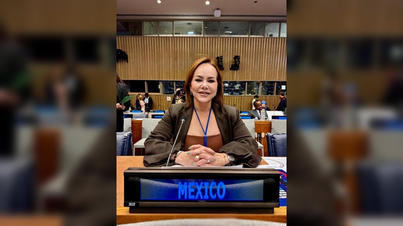 Carmen Lilia presenta modelo de saneamiento del agua en la ONU