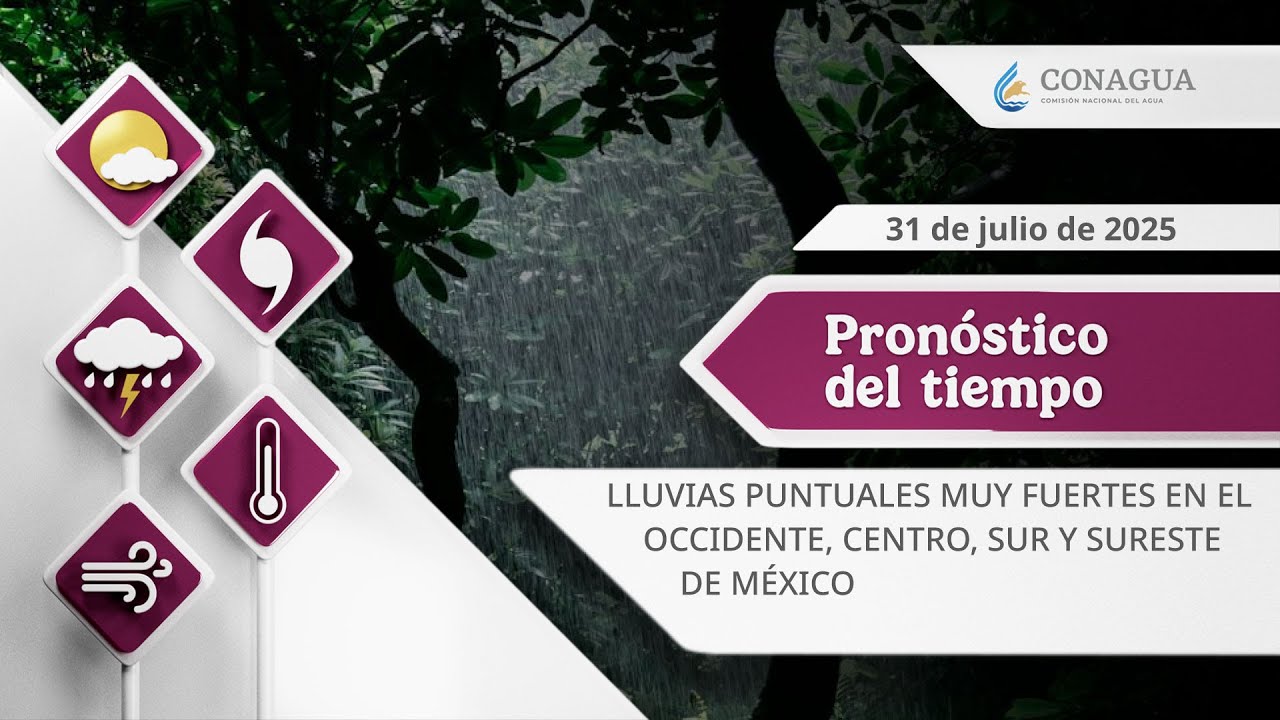 #PronósticodelTiempo para hoy Jueves 31 de julio de 2025