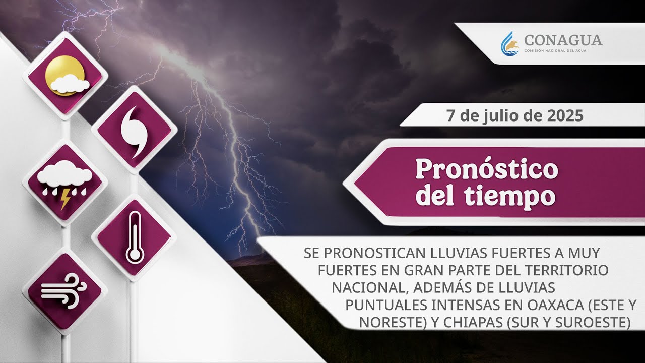 #PronósticodelTiempo para hoy Lunes 07 de julio de 2025