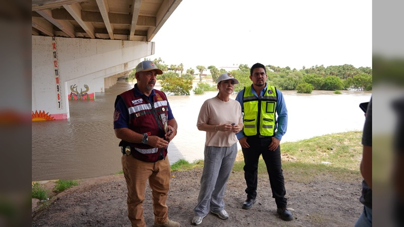 Carmen Lilia encabeza acciones preventivas ante creciente del Río Bravo