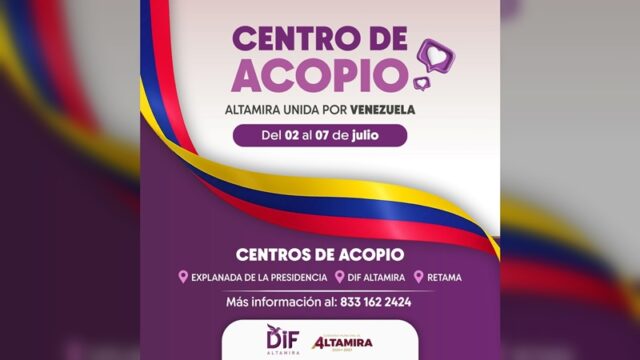 Gobierno Municipal y DIF Altamira se suman a campaña de apoyo humanitario para familias afectadas en Venezuela